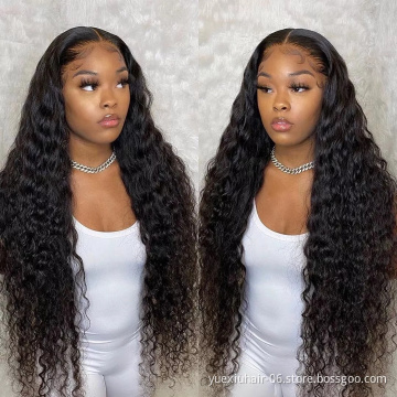 Hot Sale 180% Density 13x4 Brazilian Lace Frontal Wig Transparent Lace Front Human Hair Water Wave Wig For Women